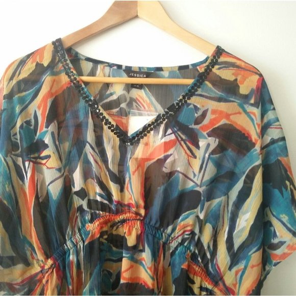 Nwt Jessica Sheer Multicoloured Cover-up - Picture 10 of 10